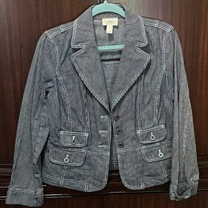 Ann Taylor LOFT Blue and White Striped Jacket Size 10